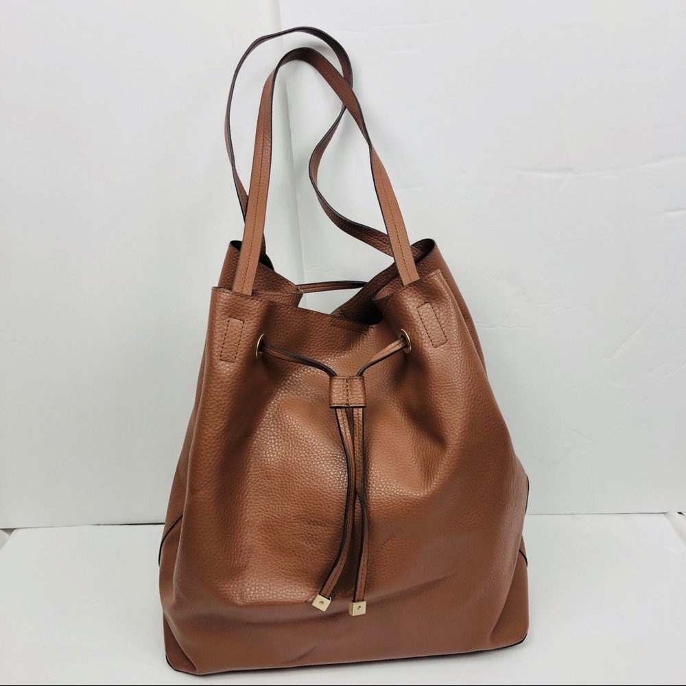 Large Brown Bucket Tote Bag